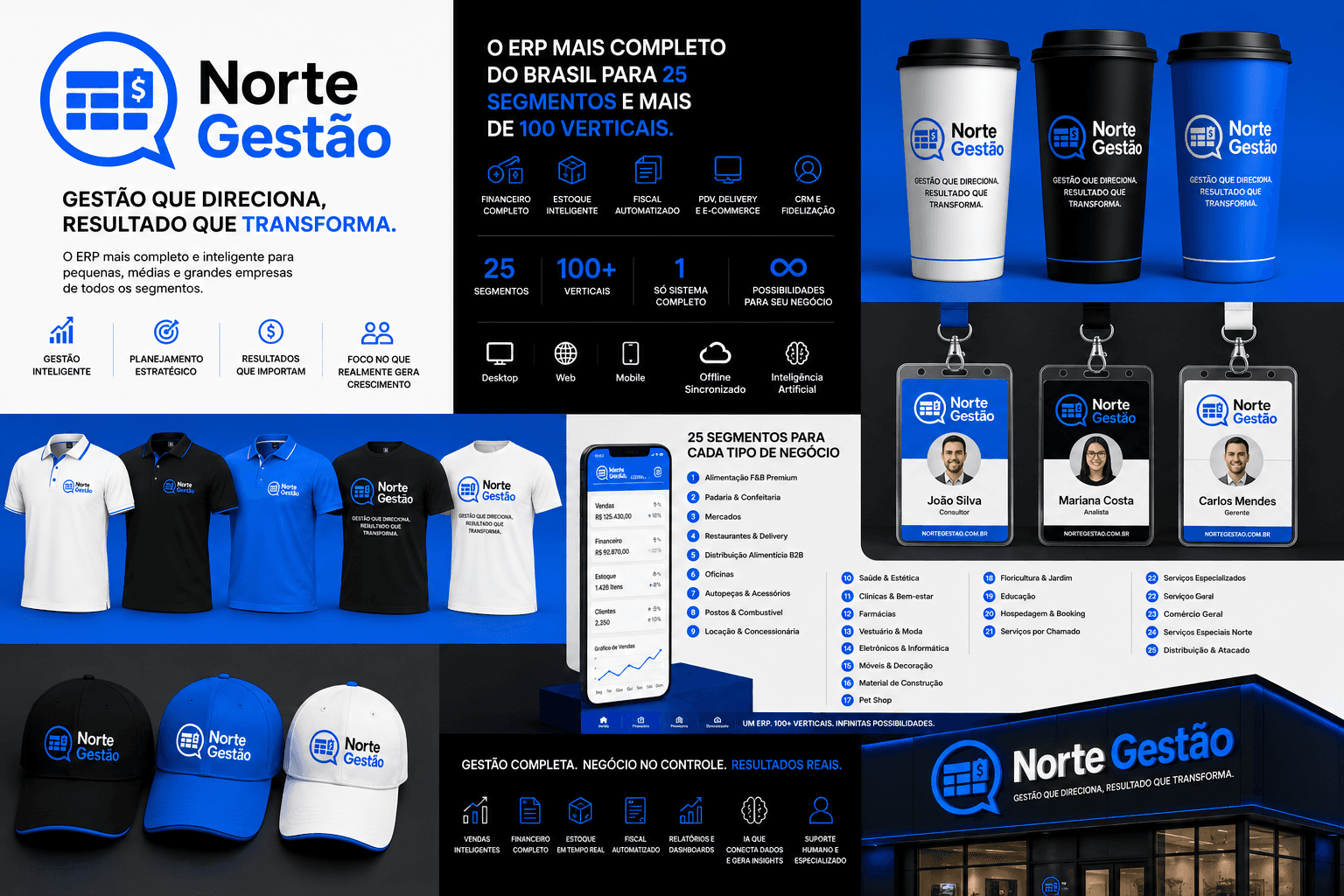 Identidade visual e materiais de marca do Norte Gestão